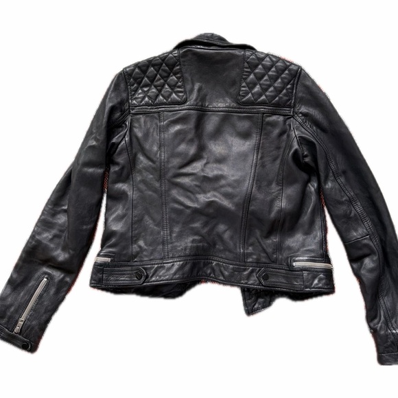 All Saints Conroy Leather Moto Jacket - Picture 5 of 6